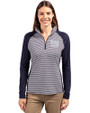 New York Giants Cutter & Buck Forge Tonal Stripe Stretch Half Zip Womens Top Liberty Navy Front