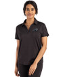 Carolina Panthers Mono Cutter & Buck Coastline Epic Comfort Recycled Womens Dolman Polo Black Front