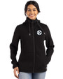 Pittsburgh Steelers Mono Cutter & Buck Roam Epic Versatility Recycled Womens Full Zip Hooded Jacket Black Front