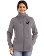 Jacksonville Jaguars NFL Helmet Cutter & Buck Roam Epic Versatility Recycled Womens Full Zip Hooded Jacket Elemental Grey Front