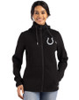 Indianapolis Colts Mono Cutter & Buck Roam Epic Versatility Recycled Womens Full Zip Hooded Jacket Black Front