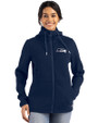 Seattle Seahawks Monochromatic Cutter & Buck Roam Recycled Buttery-Soft Knit Womens Full Zip Hooded Jacket Navy Blue Front