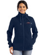 New York Jets Americana - Cutter & Buck Roam Epic Versatility Recycled Womens Full Zip Hooded Jacket Navy Blue Front