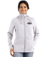 Baltimore Ravens Monochromatic Cutter & Buck Roam Recycled Buttery-Soft Knit Womens Full Zip Hooded Jacket Solitaire Front