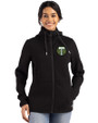 Portland Timbers Cutter & Buck Roam Epic Versatility Recycled Womens Full Zip Hooded Jacket Black Front