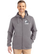 Cleveland Browns Monochromatic Cutter & Buck Roam Recycled Buttery-Soft Knit Mens Full Zip Hooded Jacket Elemental Grey Front