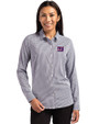 New York Giants Cutter & Buck Skyline Recycled Gingham Womens Long Sleeve Spread Collar Dress Shirt Black/White Front