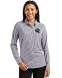 Tampa Bay Buccaneers NFL Helmet Cutter & Buck Skyline Epic Confidence Recycled Gingham Womens Long Sleeve Dress Shirt  Black/White Front