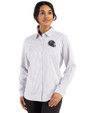 Tampa Bay Buccaneers NFL Helmet Cutter & Buck Skyline Epic Confidence Recycled Gingham Womens Long Sleeve Dress Shirt  Concrete/White Front