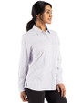 Tampa Bay Buccaneers NFL Helmet Cutter & Buck Skyline Epic Confidence Recycled Gingham Womens Long Sleeve Dress Shirt  Concrete/White Side