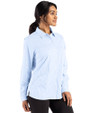 Carolina Panthers Historic Cutter & Buck Skyline Epic Confidence Recycled Gingham Womens Long Sleeve Dress Shirt  Atlas/White Side