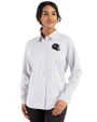 Houston Texans NFL Helmet Cutter & Buck Skyline Epic Confidence Recycled Gingham Womens Long Sleeve Dress Shirt  Concrete/White Front