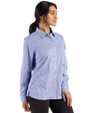 Los Angeles Chargers Cutter & Buck Skyline Epic Confidence Recycled Gingham Womens Long Sleeve Dress Shirt  Tour Blue/White Side