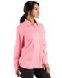 Carolina Panthers Americana Cutter & Buck Skyline Epic Confidence Recycled Gingham Womens Long Sleeve Dress Shirt  Red/White Side