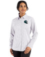 Philadelphia Eagles NFL Helmet Cutter & Buck Skyline Epic Confidence Recycled Gingham Womens Long Sleeve Dress Shirt  Concrete/White Front