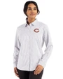 Chicago Bears - Cutter & Buck Skyline Epic Confidence Recycled Gingham Womens Long Sleeve Dress Shirt  Concrete/White Front