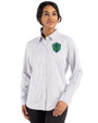 Seattle Sounders FC Cutter & Buck Skyline Epic Confidence Recycled Gingham Womens Long Sleeve Dress Shirt  Concrete/White Front
