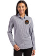 Houston Dynamo FC Cutter & Buck Skyline Epic Confidence Recycled Gingham Womens Long Sleeve Dress Shirt  Black/White Front