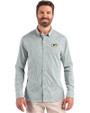 Green Bay Packers Cutter & Buck Skyline Recycled Gingham Mens Long Sleeve Button Down Dress Shirt Hunter/White Front