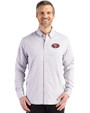 San Francisco 49ers Cutter & Buck Skyline Epic Confidence Recycled Gingham Mens Long Sleeve Dress Shirt Concrete/White Front