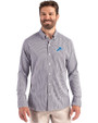 Detroit Lions Cutter & Buck Skyline Recycled Gingham Mens Long Sleeve Button Down Dress Shirt Black/White Front
