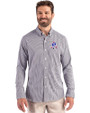 New England Patriots Historic Cutter & Buck Skyline Recycled Gingham Mens Long Sleeve Button Down Dress Shirt Black/White Front