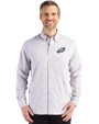 Philadelphia Eagles Mono Cutter & Buck Skyline Epic Confidence Recycled Gingham Mens Long Sleeve Dress Shirt Concrete/White Front