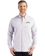 Los Angeles Chargers Cutter & Buck Skyline Epic Confidence Recycled Gingham Mens Long Sleeve Dress Shirt Concrete/White Front