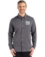 New York Giants Cutter & Buck Skyline Epic Confidence Recycled Gingham Mens Long Sleeve Dress Shirt Black/Elemental Grey Front