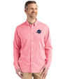 Miami Dolphins Americana Cutter & Buck Skyline Epic Confidence Recycled Gingham Mens Long Sleeve Dress Shirt Red/White Front