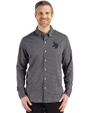 Minnesota Vikings Mono Cutter & Buck Skyline Epic Confidence Recycled Gingham Mens Long Sleeve Dress Shirt Black/Elemental Grey Front