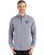 Chicago Bears Mono Cutter & Buck Skyline Epic Confidence Recycled Gingham Mens Long Sleeve Dress Shirt Navy Blue/White Front