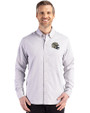New Orleans Saints NFL Helmet Cutter & Buck Skyline Epic Confidence Recycled Gingham Mens Long Sleeve Dress Shirt Concrete/White Front