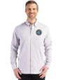 New York City FC Cutter & Buck Skyline Epic Confidence Recycled Gingham Mens Long Sleeve Dress Shirt Concrete/White Front