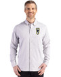 Columbus Crew Cutter & Buck Skyline Epic Confidence Recycled Gingham Mens Long Sleeve Dress Shirt Concrete/White Front