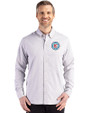 Chicago Fire FC Cutter & Buck Skyline Epic Confidence Recycled Gingham Mens Long Sleeve Dress Shirt Concrete/White Front