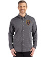 Real Salt Lake Cutter & Buck Skyline Epic Confidence Recycled Gingham Mens Long Sleeve Dress Shirt Black/Elemental Grey Front