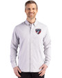 FC Dallas Cutter & Buck Skyline Epic Confidence Recycled Gingham Mens Long Sleeve Dress Shirt Concrete/White Front