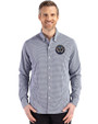 Philadelphia Union Cutter & Buck Skyline Epic Confidence Recycled Gingham Mens Long Sleeve Dress Shirt Navy Blue/White Front