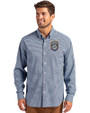 San Diego FC Cutter & Buck Skyline Epic Confidence Recycled Gingham Mens Long Sleeve Dress Shirt Pale Blue/Navy Blue Front