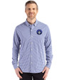 CF Montréal Cutter & Buck Skyline Epic Confidence Recycled Gingham Mens Long Sleeve Dress Shirt Tour Blue/White Front