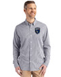 San Jose Earthquakes Cutter & Buck Skyline Epic Confidence Recycled Gingham Mens Long Sleeve Dress Shirt Black/White Front