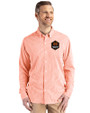Houston Dynamo FC Cutter & Buck Skyline Epic Confidence Recycled Gingham Mens Long Sleeve Dress Shirt College Orange/White Front