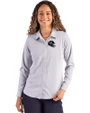 Houston Texans NFL Helmet Cutter & Buck Skyline Epic Confidence Recycled Pinstripe Womens Long Sleeve Dress Shirt  Elemental Grey/White Front
