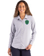 Seattle Sounders FC Cutter & Buck Skyline Epic Confidence Recycled Pinstripe Womens Long Sleeve Dress Shirt  Elemental Grey/White Front