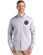 Philadelphia Union Cutter & Buck Skyline Epic Confidence Recycled Pinstripe Mens Long Sleeve Dress Shirt Elemental Grey/White Front