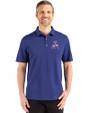 New England Patriots Historic Cutter & Buck Advantage Refresh Epic Confidence Recycled Mens Big & Tall Tri-Blend Pique Polo Tour Blue Front