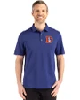 Denver Broncos Historic Cutter & Buck Advantage Refresh Epic Confidence Recycled Mens Big & Tall Tri-Blend Pique Polo Tour Blue Front