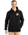 Miami Dolphins Historic Cutter & Buck Roam Epic Versatility Recycled Mens Full Zip Hooded Jacket Black Front