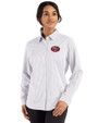 San Francisco 49ers Historic Cutter & Buck Skyline Recycled Gingham Womens Long Sleeve Spread Collar Dress Shirt Concrete/White Front